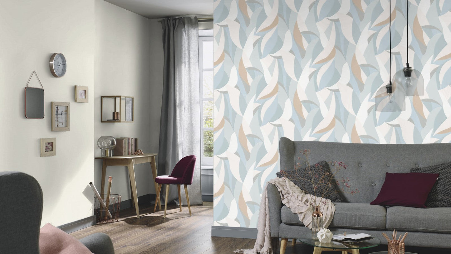 Elle Decoration Geo Graphic Wallpaper in Aqua