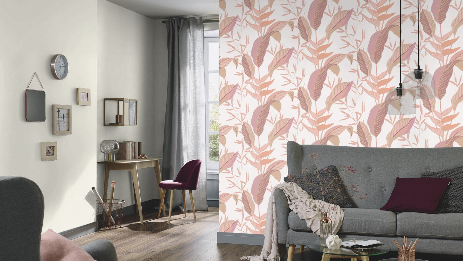 Elle Decoration Floral Wallpaper in Rose