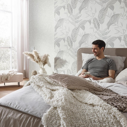 Elle Decoration Floral Wallpaper in Grey