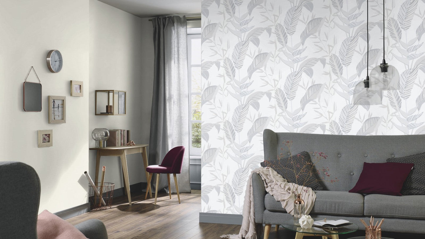 Elle Decoration Floral Wallpaper in Grey