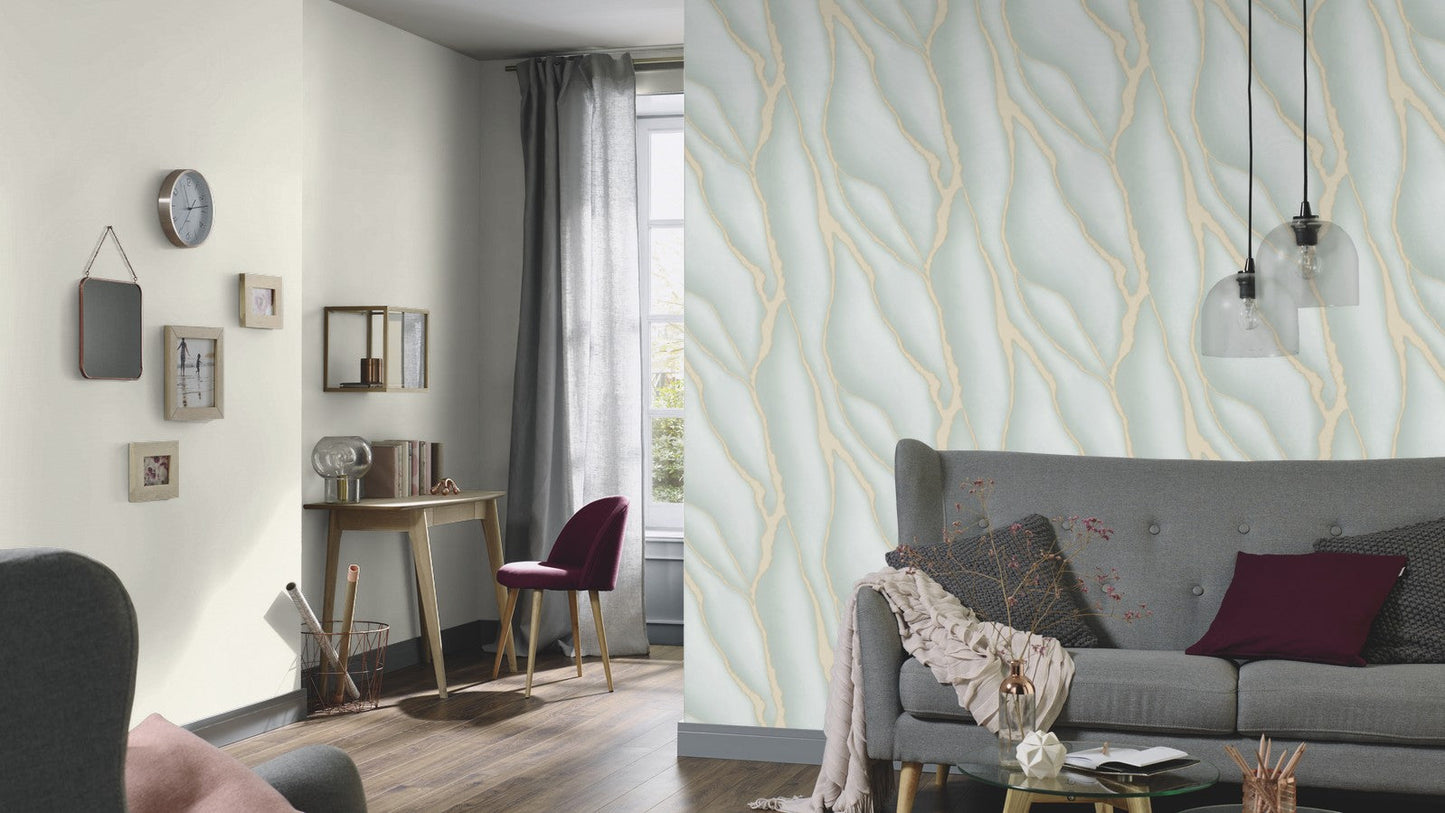 Elle Decoration Patterned Stone Wallpaper in Green