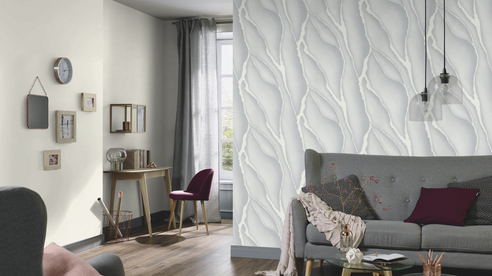 Elle Decoration Patterned Stone Wallpaper in Grey