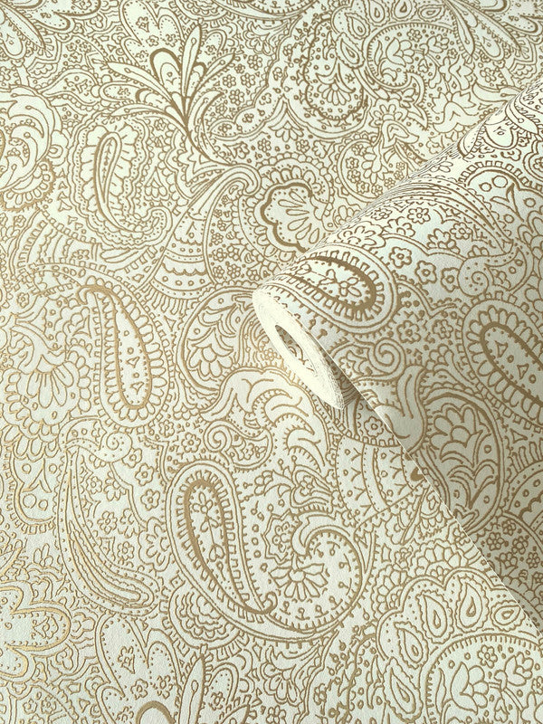 Paisley Trellis Wallpaper in Gold