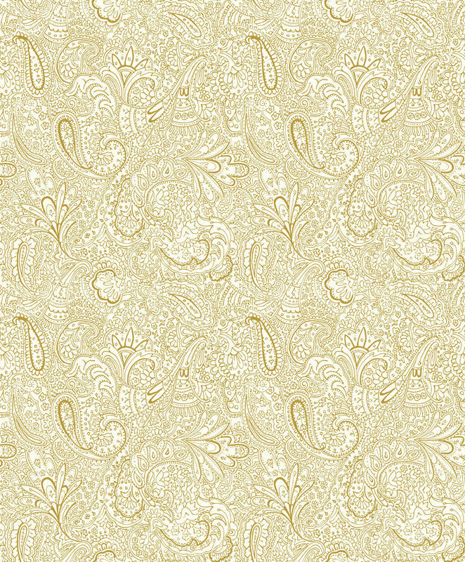 Paisley Trellis Wallpaper in Gold