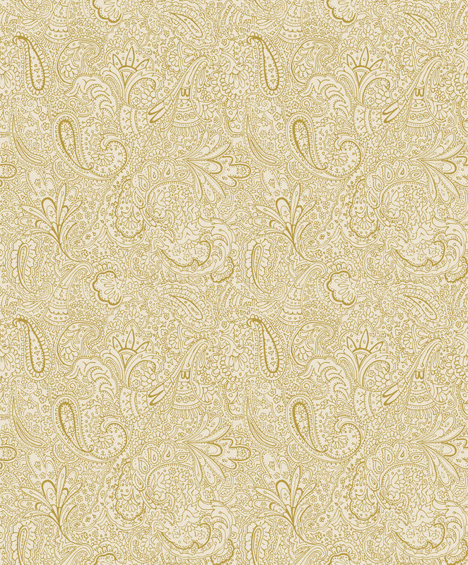 Paisley Trellis Wallpaper in Soft Gold