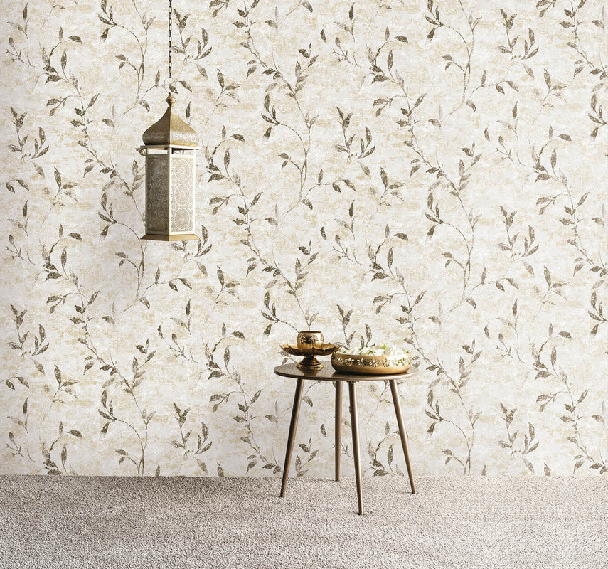 Leaf Impression Wallpaper in Rose Gold