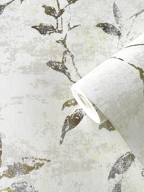 Leaf Impression Wallpaper in Rose Gold