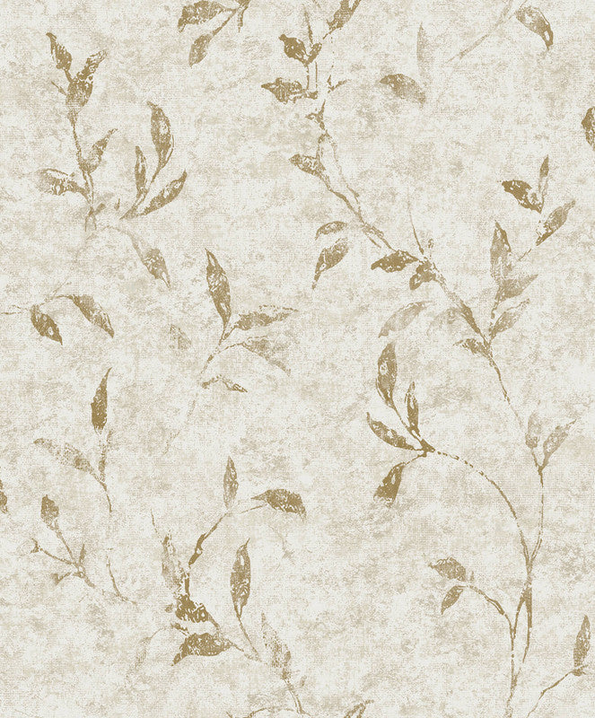 Leaf Impression Wallpaper in Rose Gold