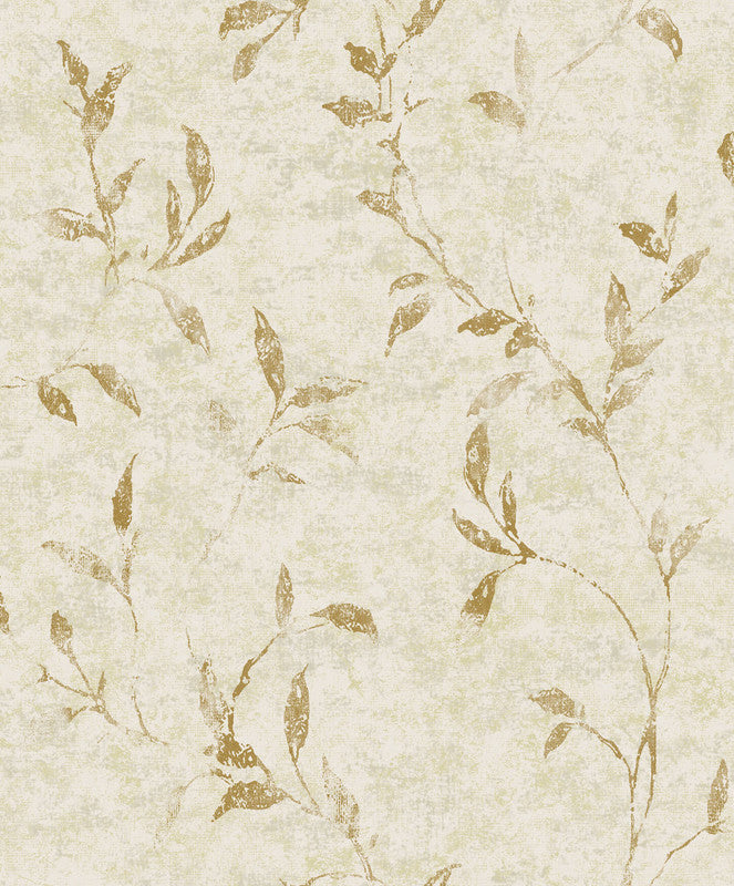 Leaf Impression Wallpaper in Gold/Beige