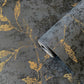 Leaf Impression Wallpaper in Blue/Bronze