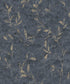 Sample Leaf Impression Wallpaper in Blue/Bronze