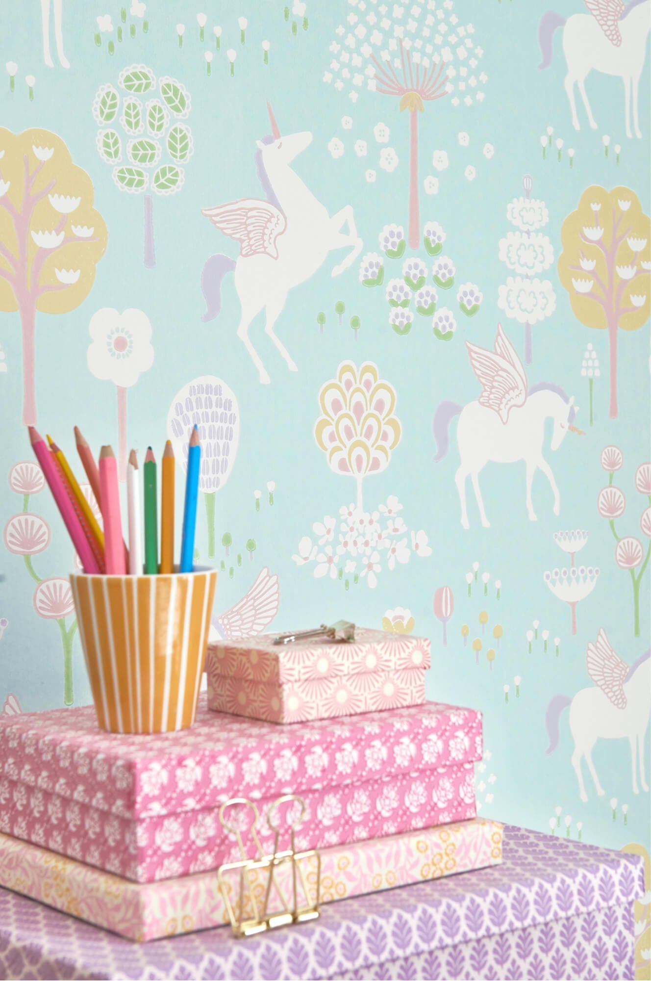 True Unicorns Turquoise Wallpaper by Majvillan