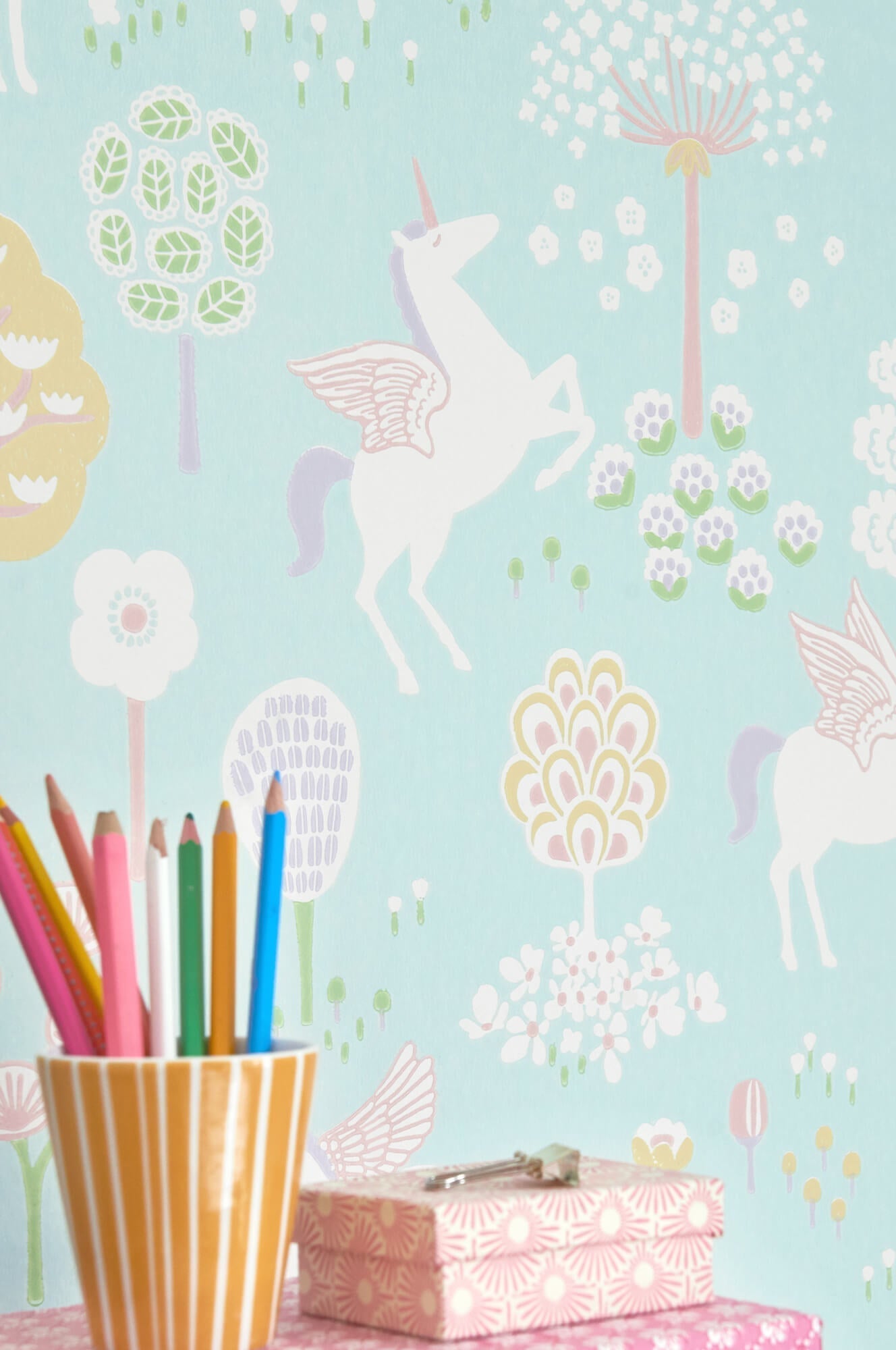 True Unicorns Turquoise Wallpaper by Majvillan