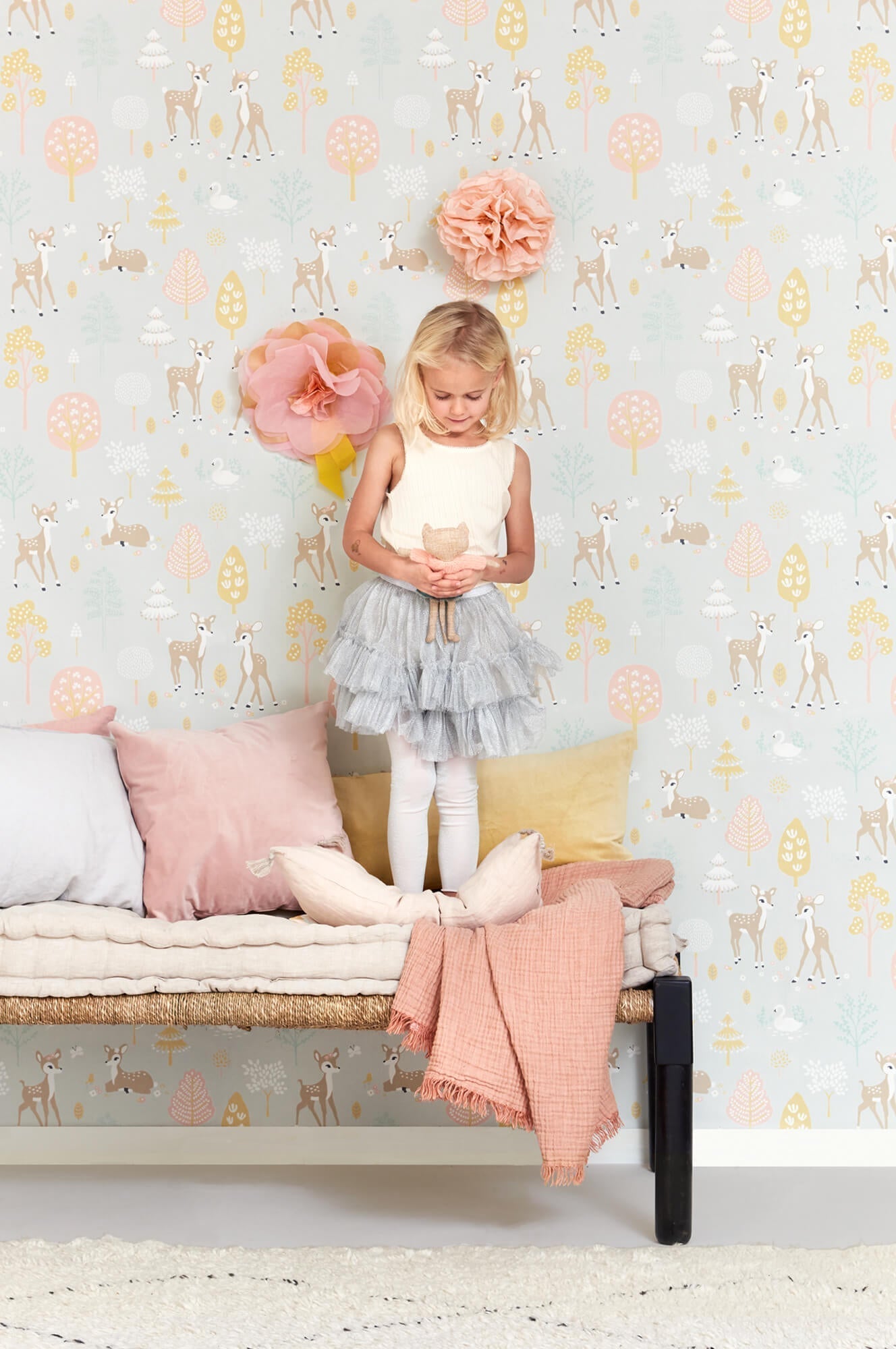 Golden Woods Soft Grey Wallpaper by Majvillan