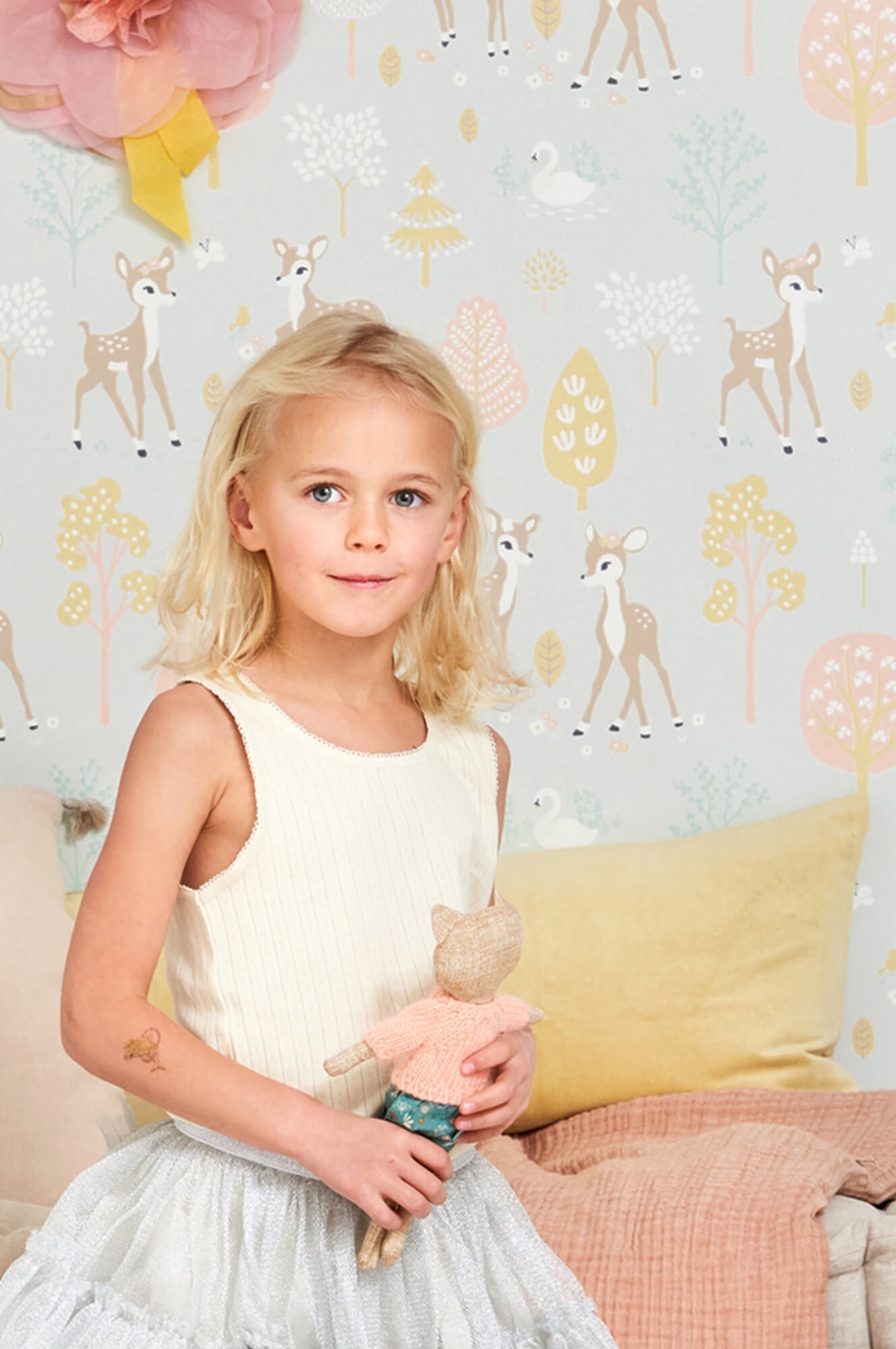 Golden Woods Soft Grey Wallpaper by Majvillan