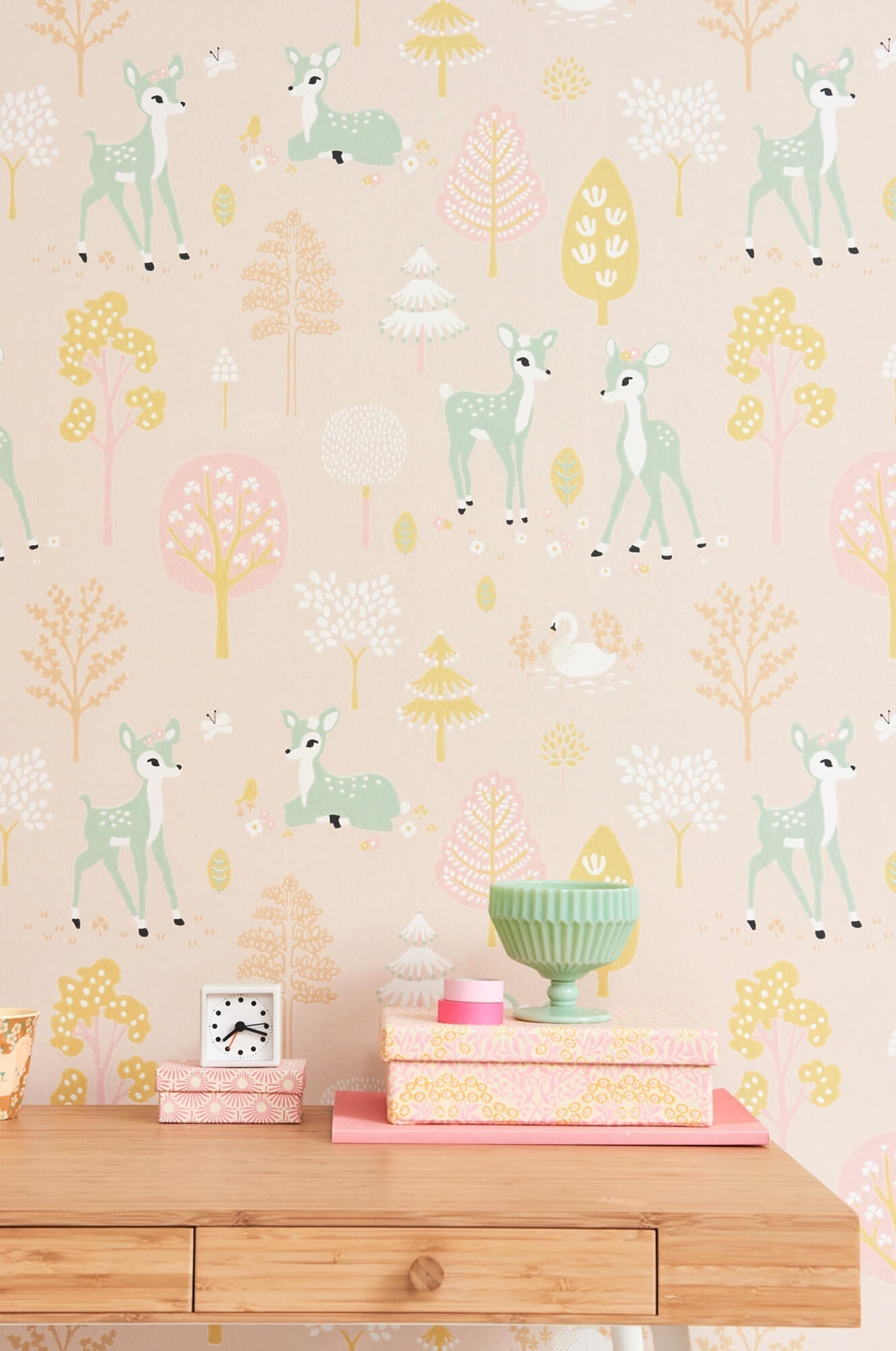 Golden Woods Sweet Pink Wallpaper by Majvillan