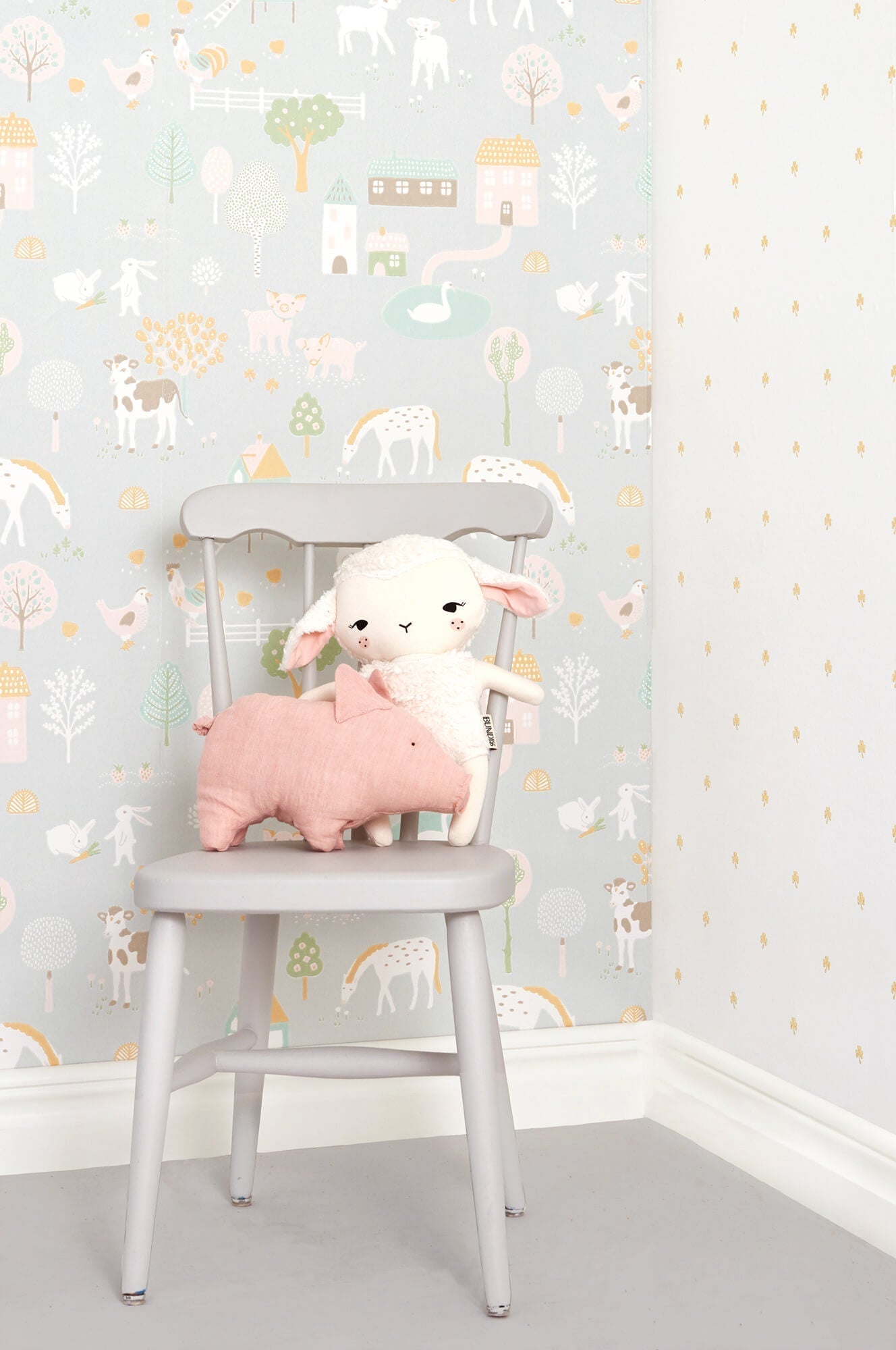 My Farm Soft Grey Wallpaper by Majvillan