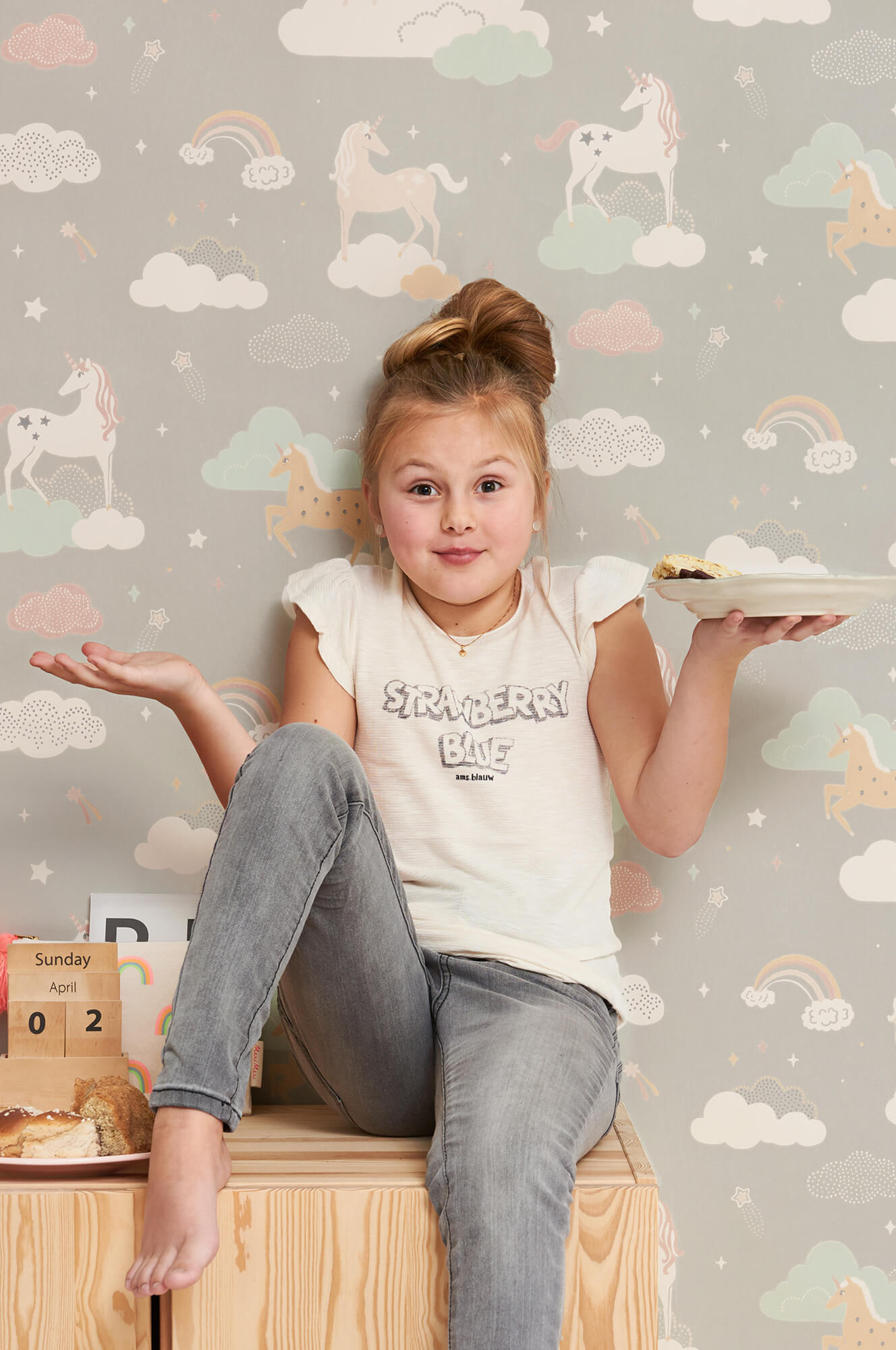 Rainbow Treasures Mud Grey Wallpaper by Majvillan