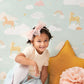 Rainbow Treasures Bubblegum Turquoise Wallpaper by Majvillan