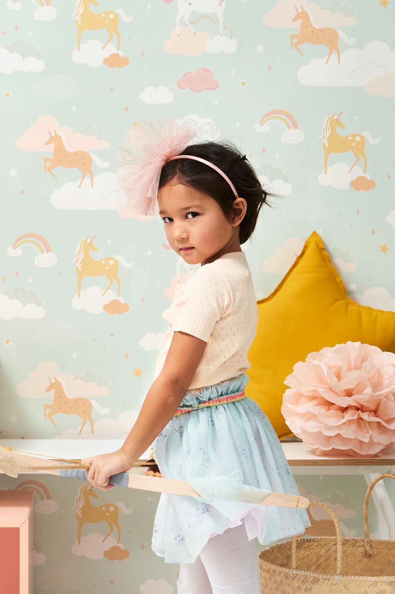 Rainbow Treasures Bubblegum Turquoise Wallpaper by Majvillan