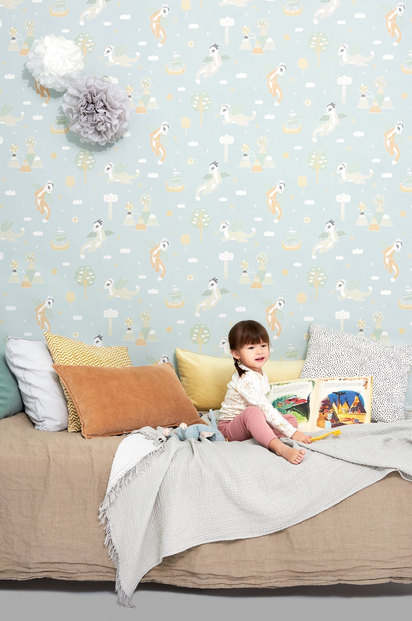 Magical Adventure Dusty Blue Wallpaper by Majvillan