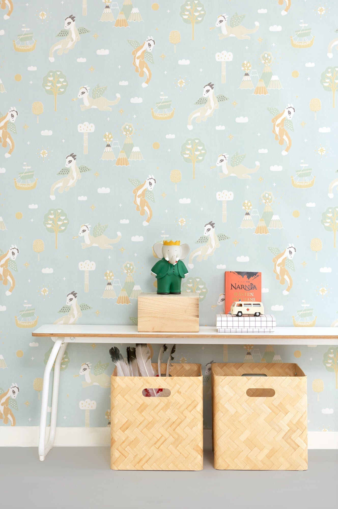 Magical Adventure Dusty Blue Wallpaper by Majvillan