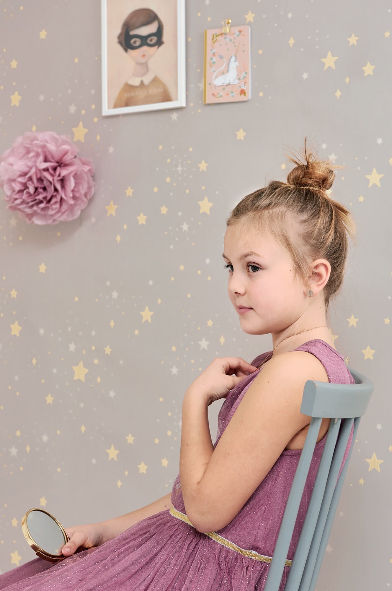 Twinkle Dusty Lilac Wallpaper by Majvillan