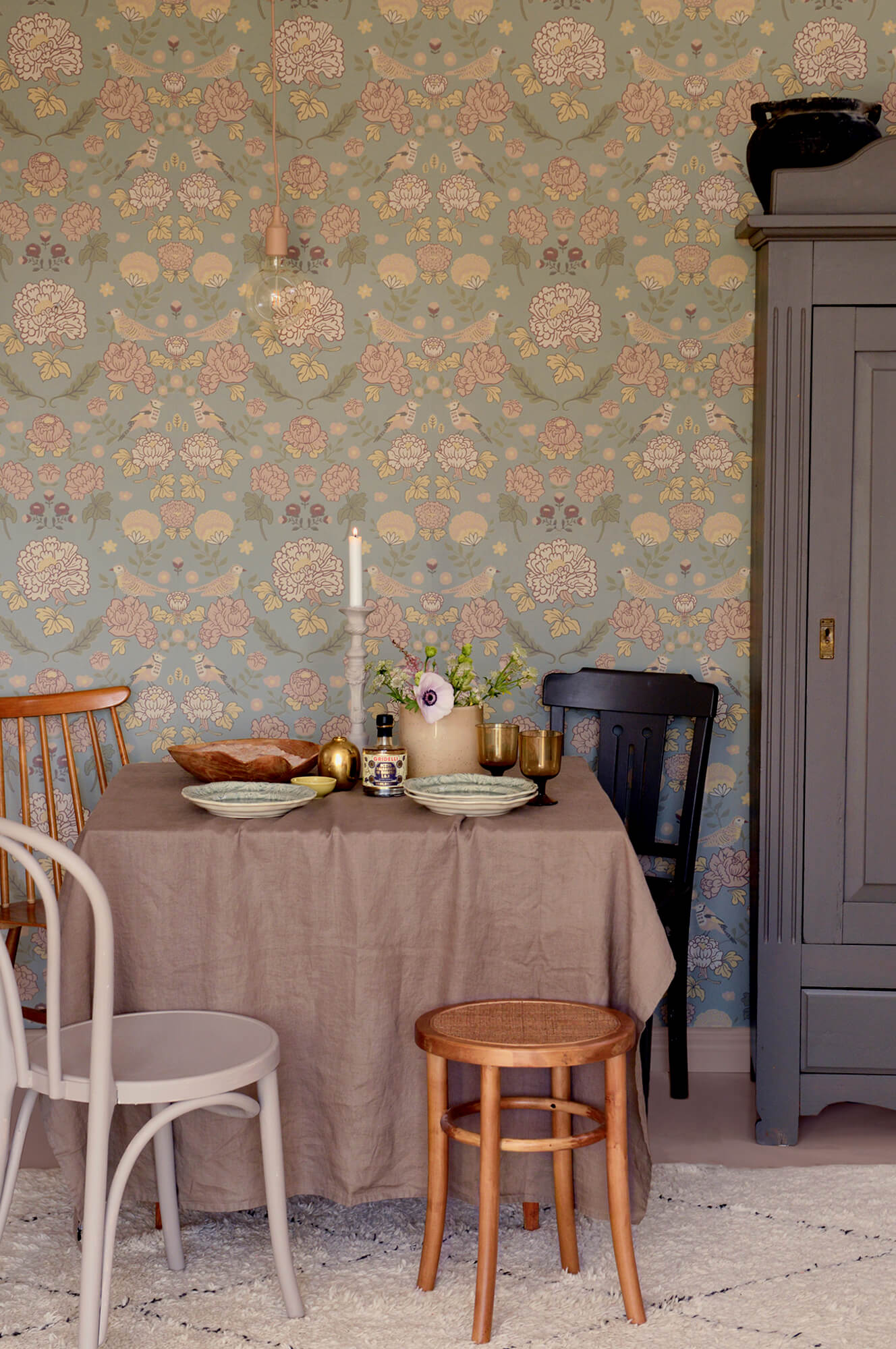 June Sage Green Wallpaper by Majvillan