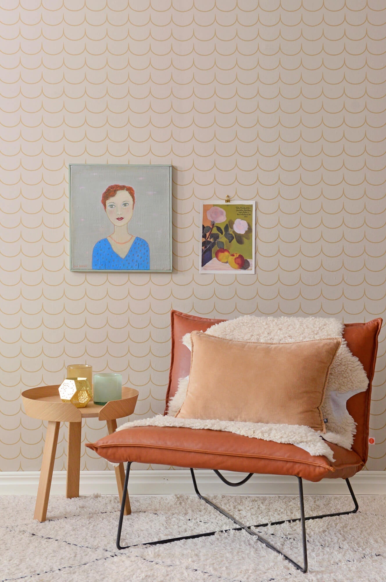 Drop Curtain Greige Wallpaper by Majvillan