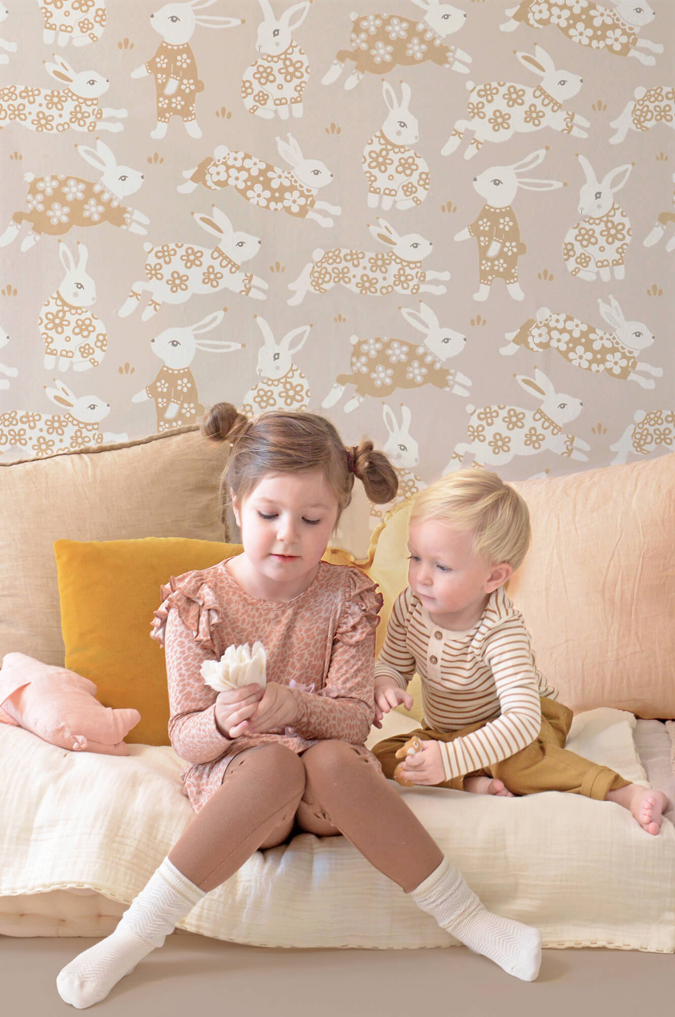 Garden Party Sandy Grey Wallpaper by Majvillan
