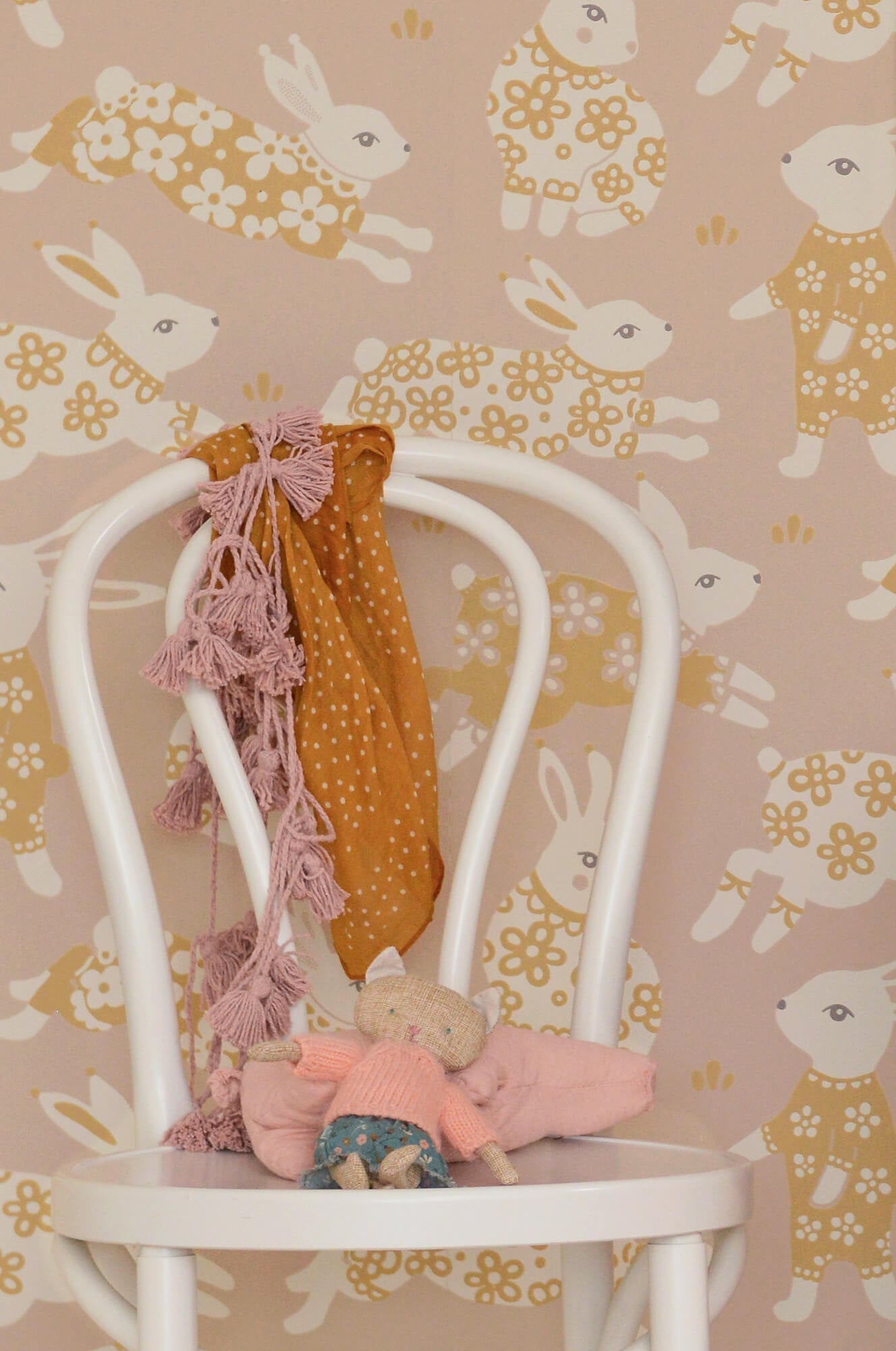 Garden Party Dusty Blush Pink Wallpaper by Majvillan