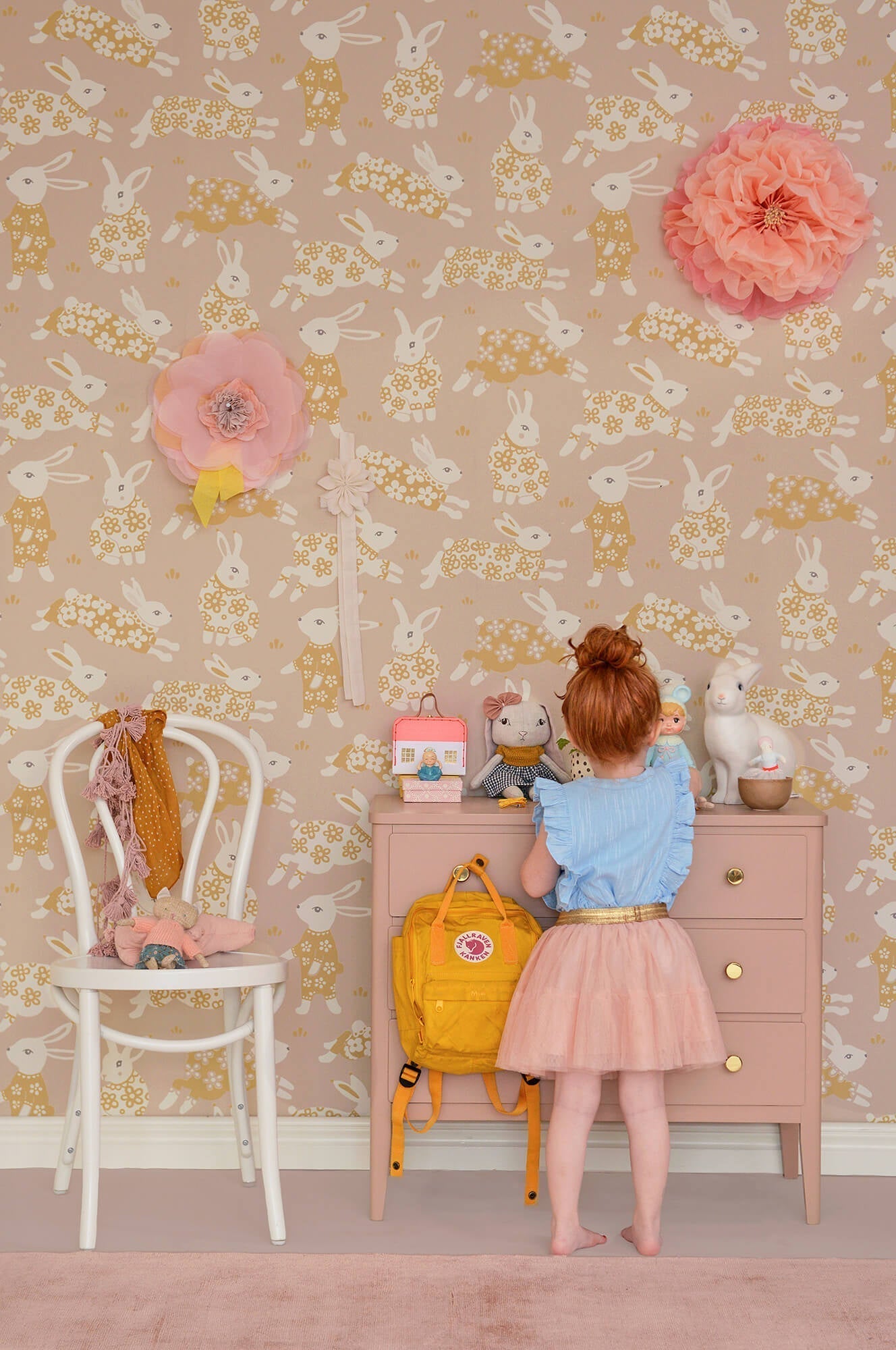 Garden Party Dusty Blush Pink Wallpaper by Majvillan