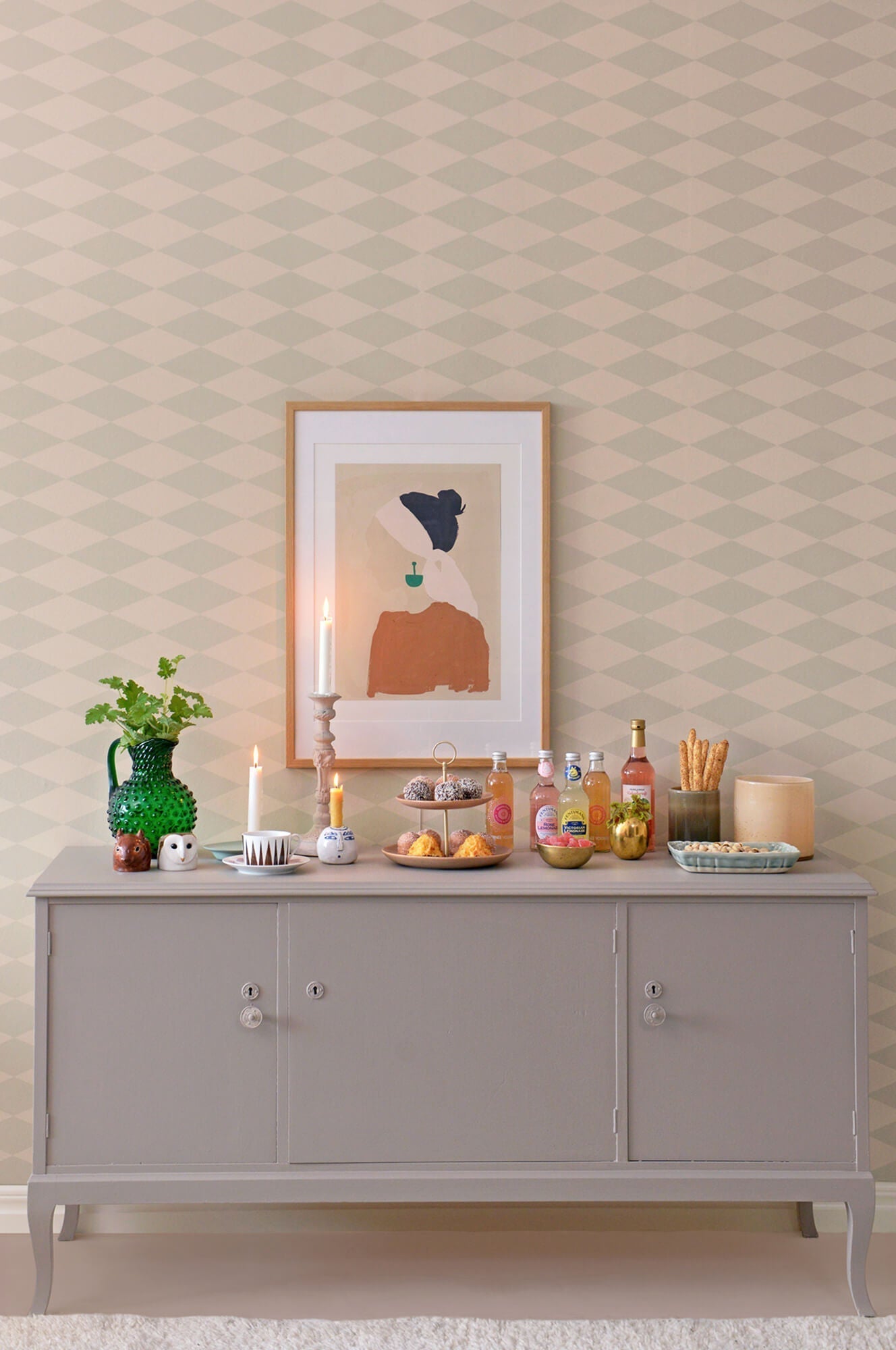 Copenhagen Beige Green Wallpaper by Majvillan