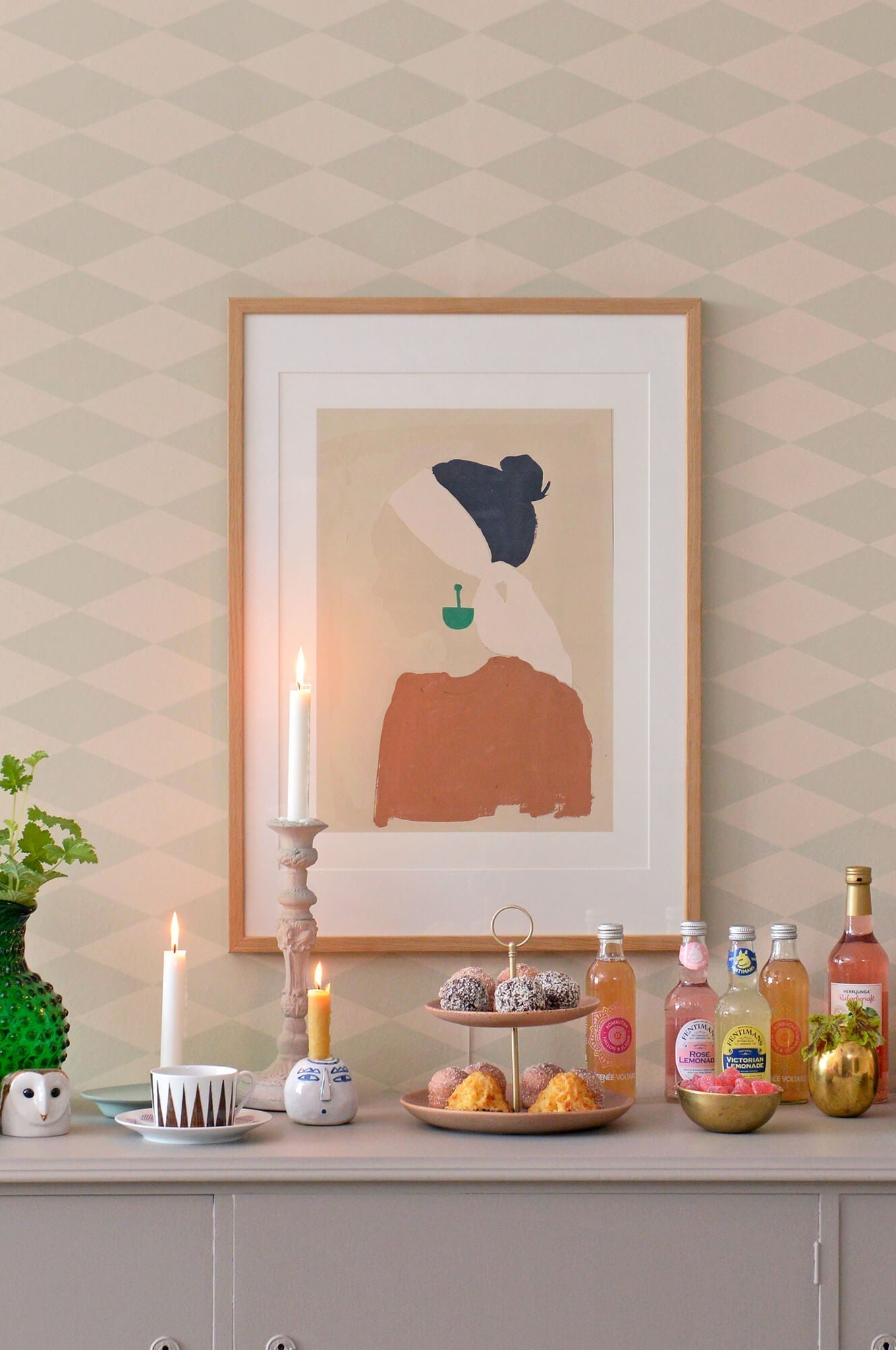 Copenhagen Beige Green Wallpaper by Majvillan