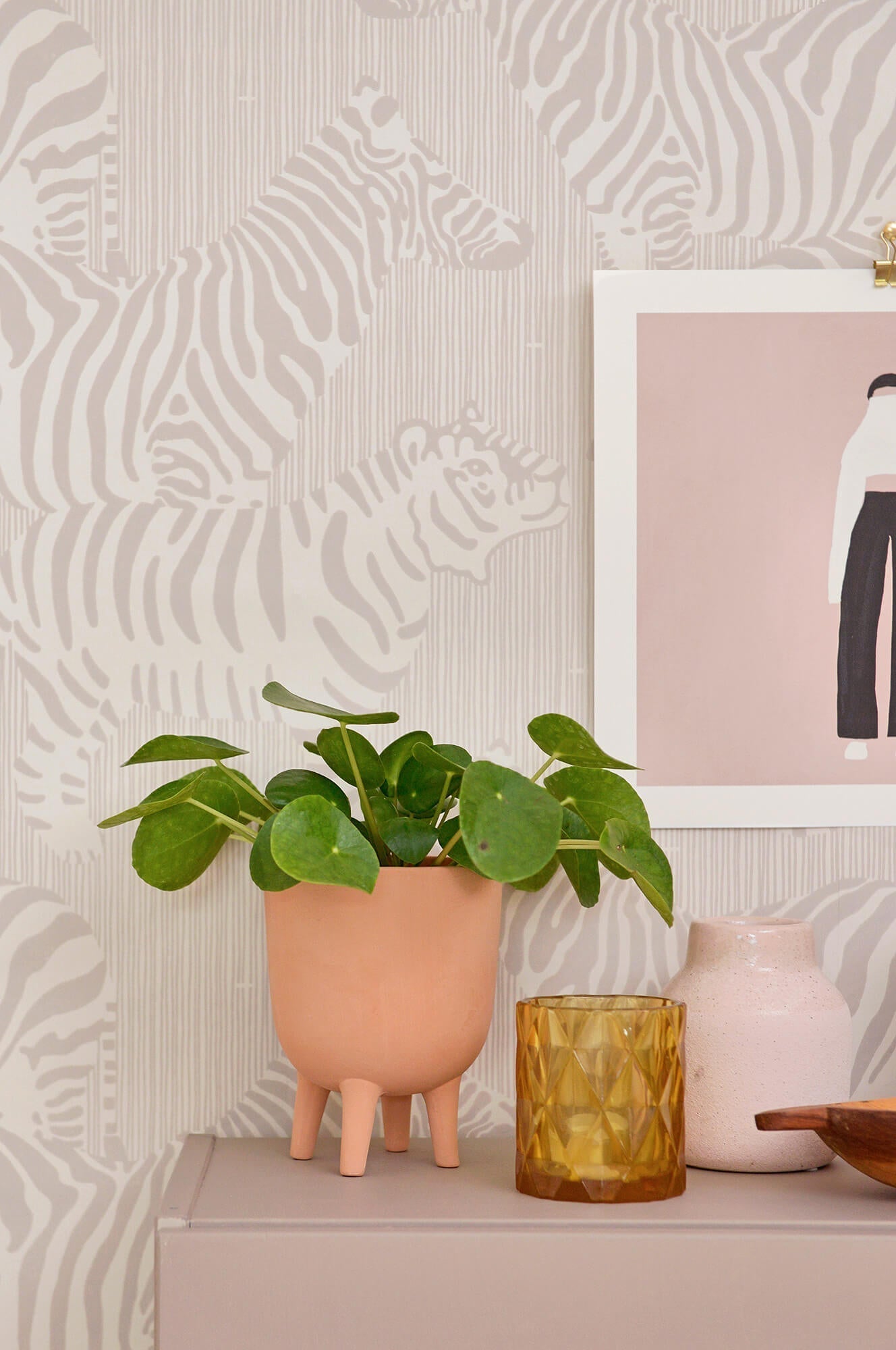 Safari Stripes Warm Grey Wallpaper by Majvillan