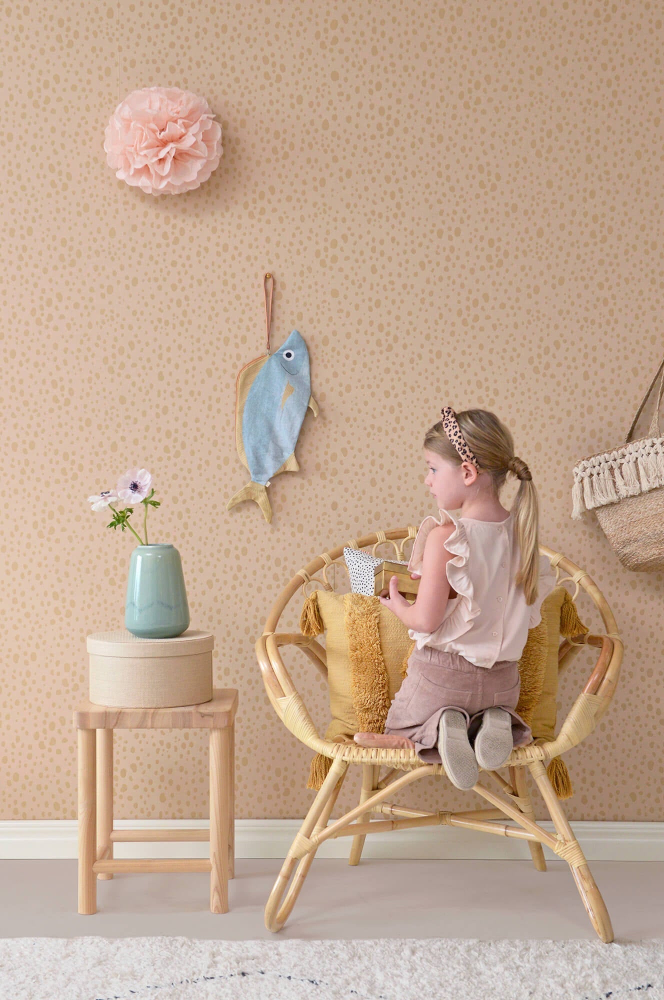 Animal Dots Dusty Peach Wallpaper by Majvillan