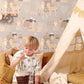 Lama Village Soft Grey Wallpaper by Majvillan