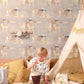 Lama Village Soft Grey Wallpaper by Majvillan