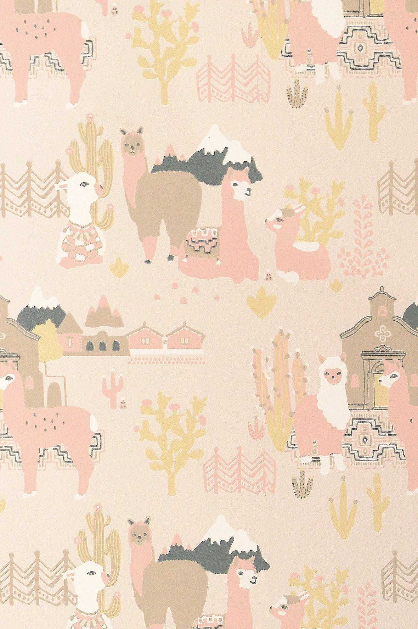 sample lama village light sunny pink wallpaper by majvillan 1