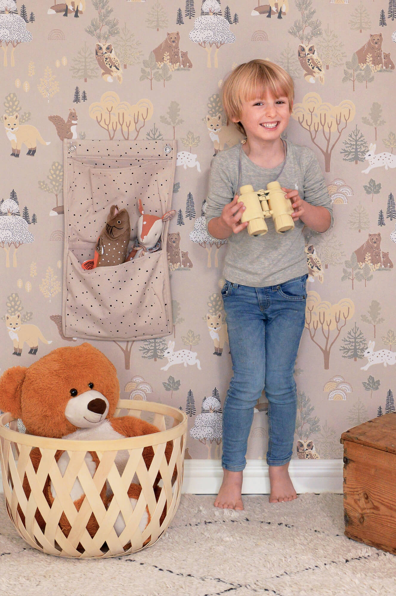 Deep Forest Soft Beige Wallpaper by Majvillan