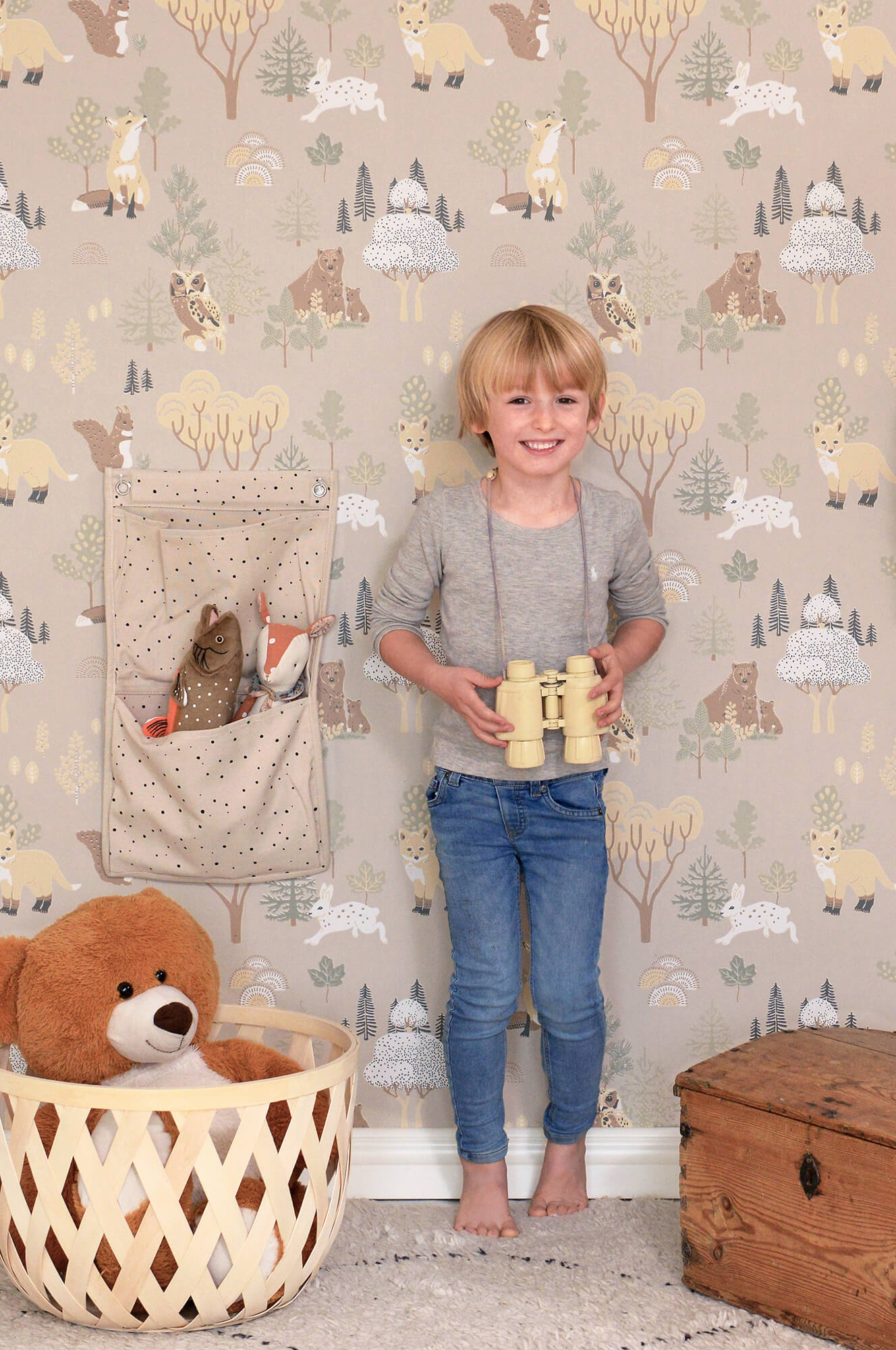 Deep Forest Soft Beige Wallpaper by Majvillan