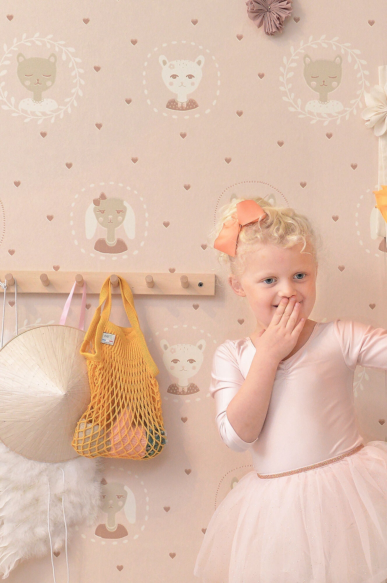 Hearts Dusty Warm Pink Wallpaper by Majvillan