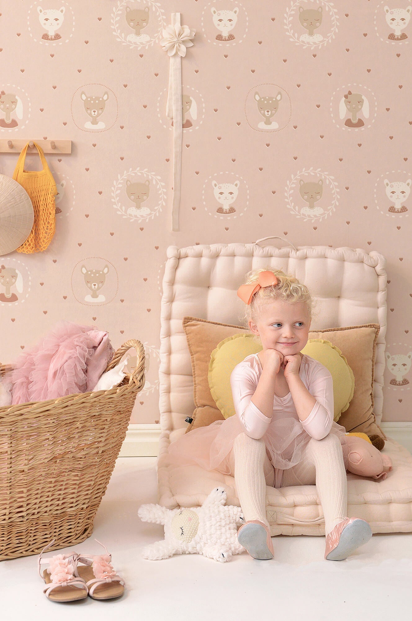 Hearts Dusty Warm Pink Wallpaper by Majvillan