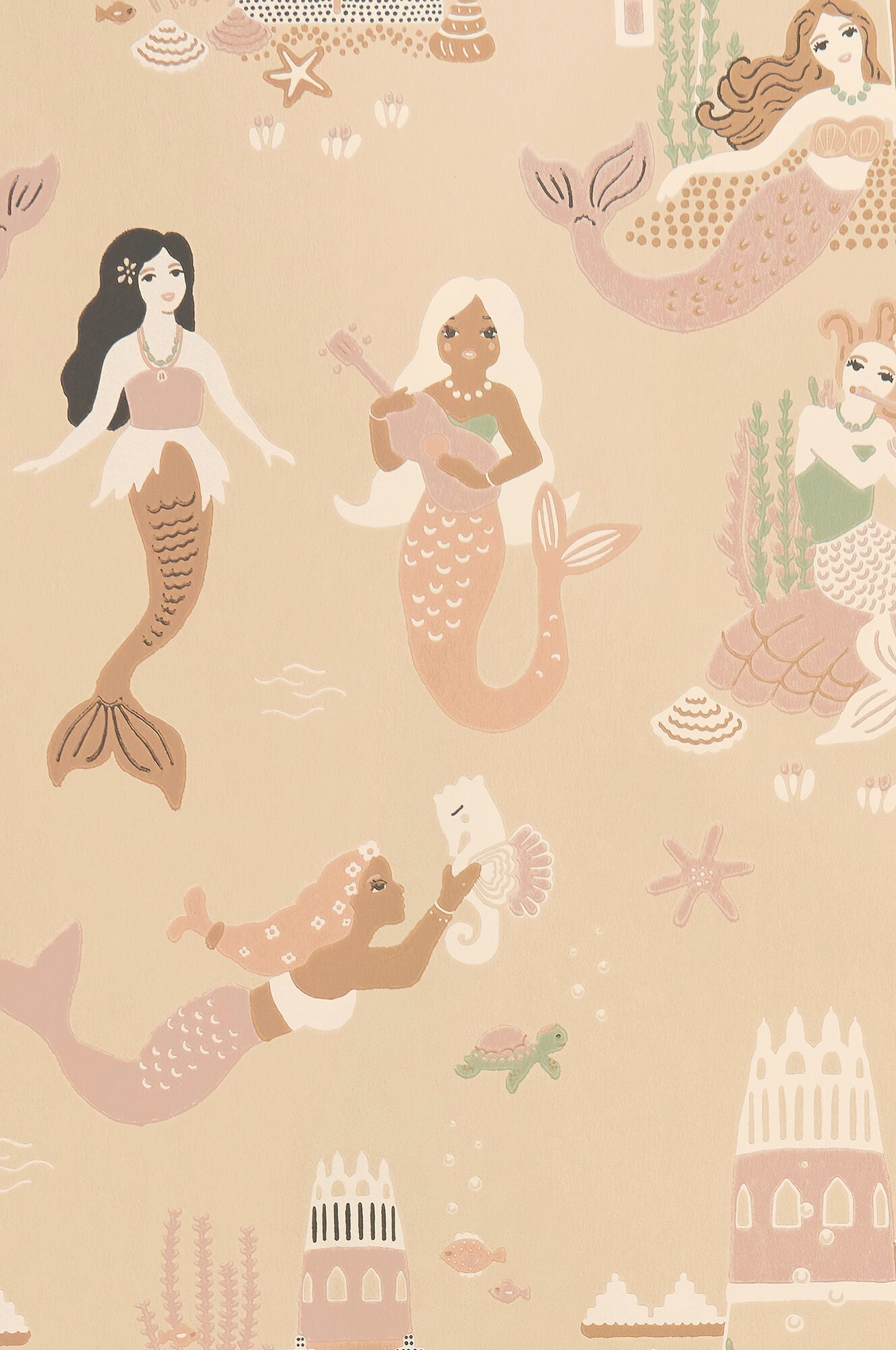 Mermaid Reef Wallpaper in Sandy Beige