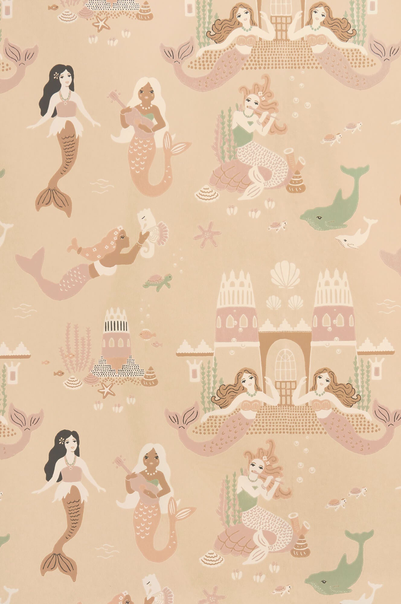 Sample Mermaid Reef Wallpaper in Sandy Beige