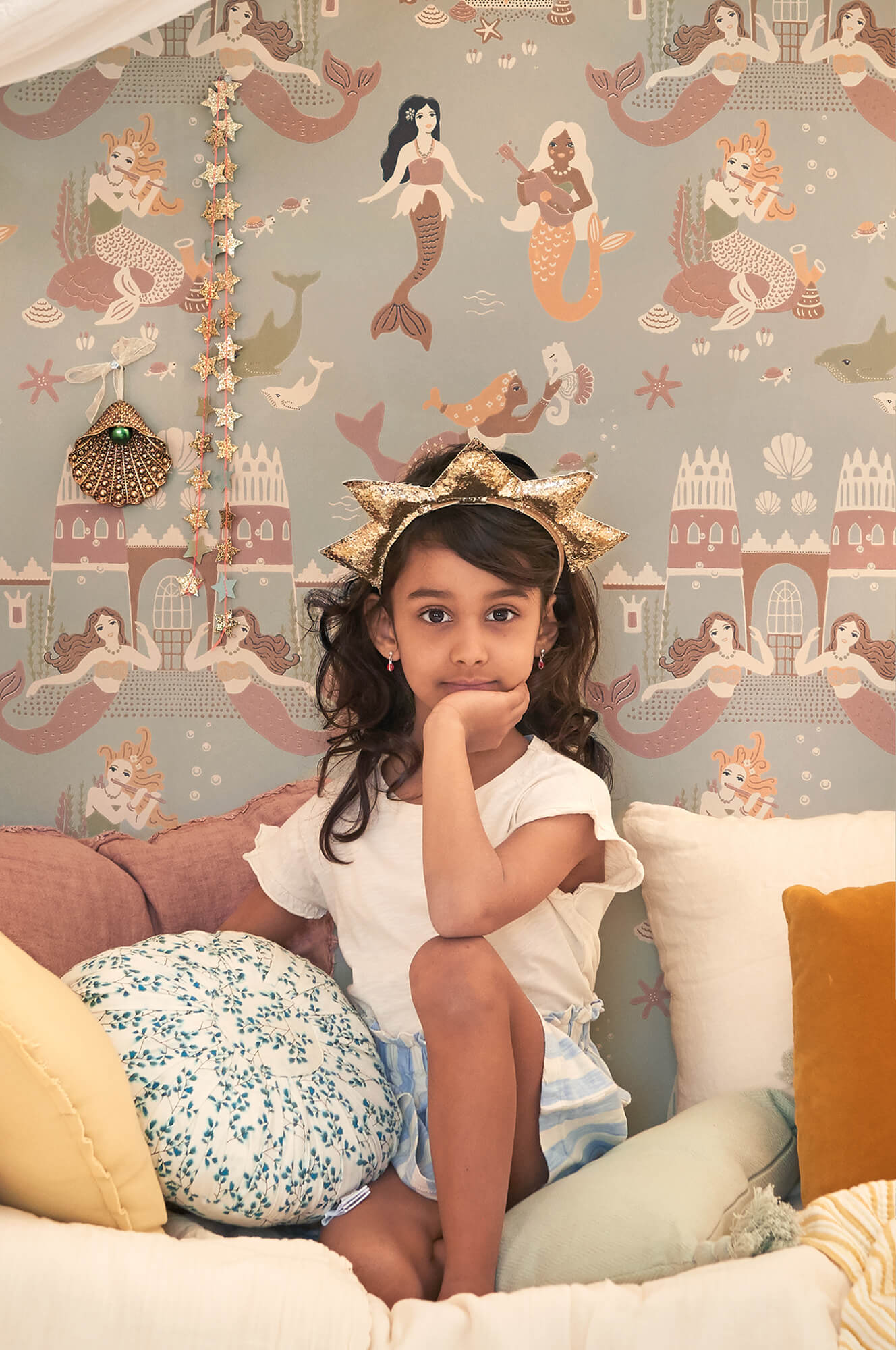 Mermaid Reef Wallpaper in Ocean Blue