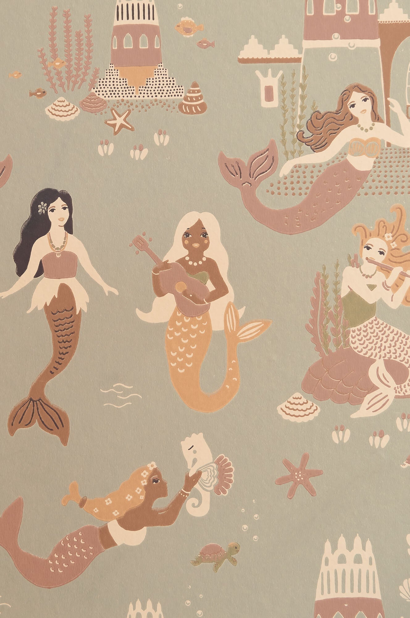 Mermaid Reef Wallpaper in Ocean Blue