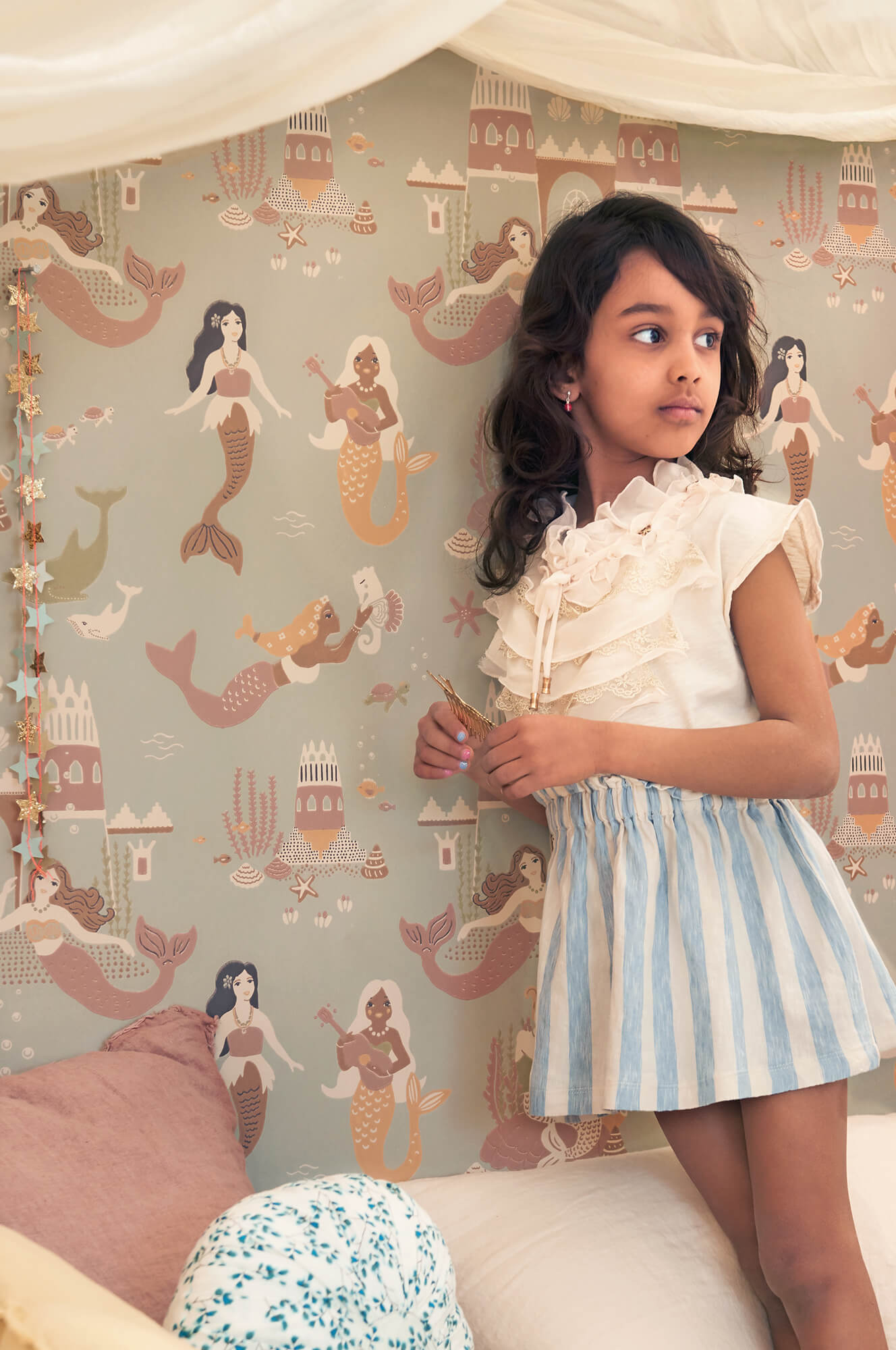 Mermaid Reef Wallpaper in Ocean Blue