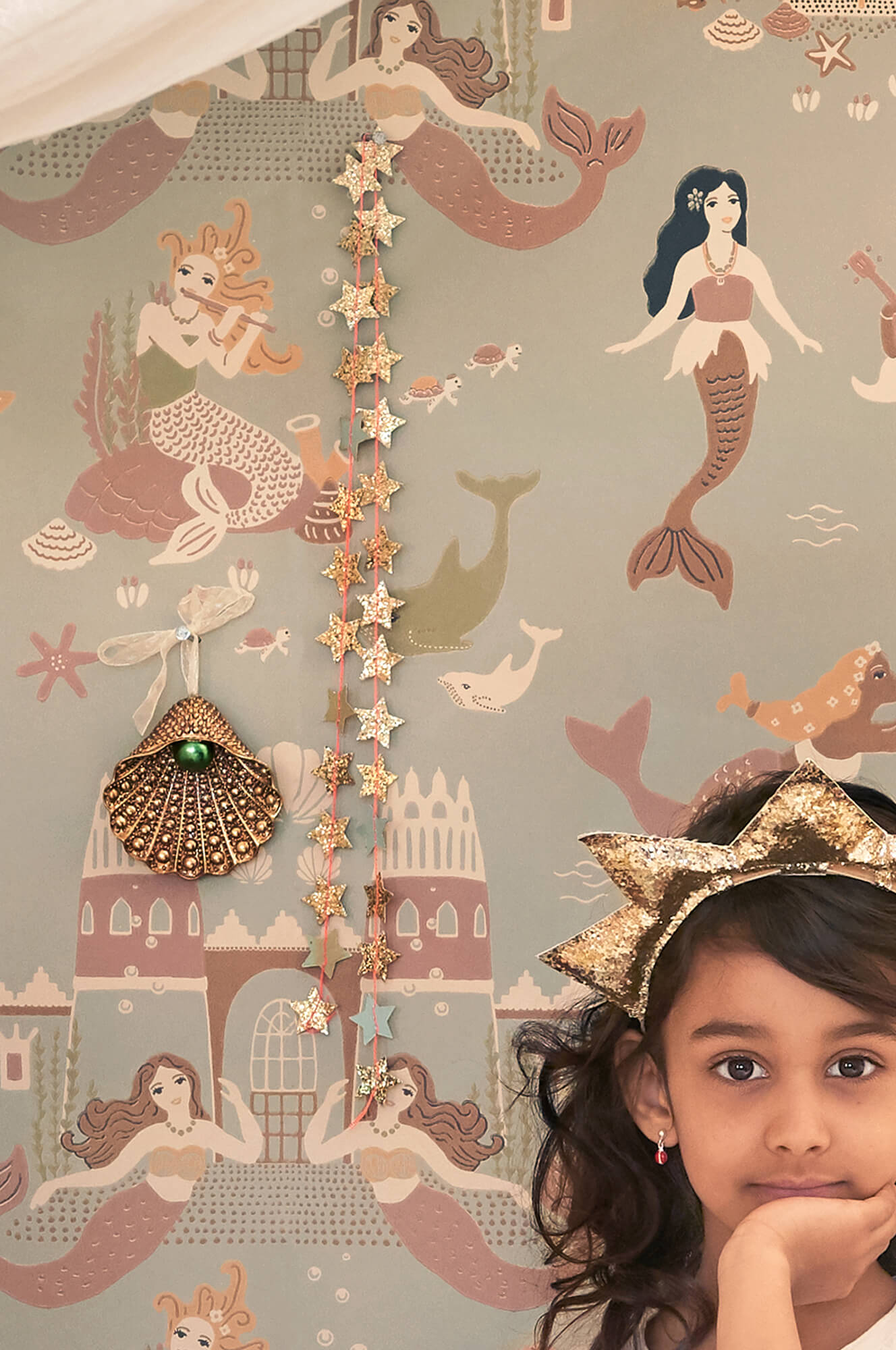 Mermaid Reef Wallpaper in Ocean Blue