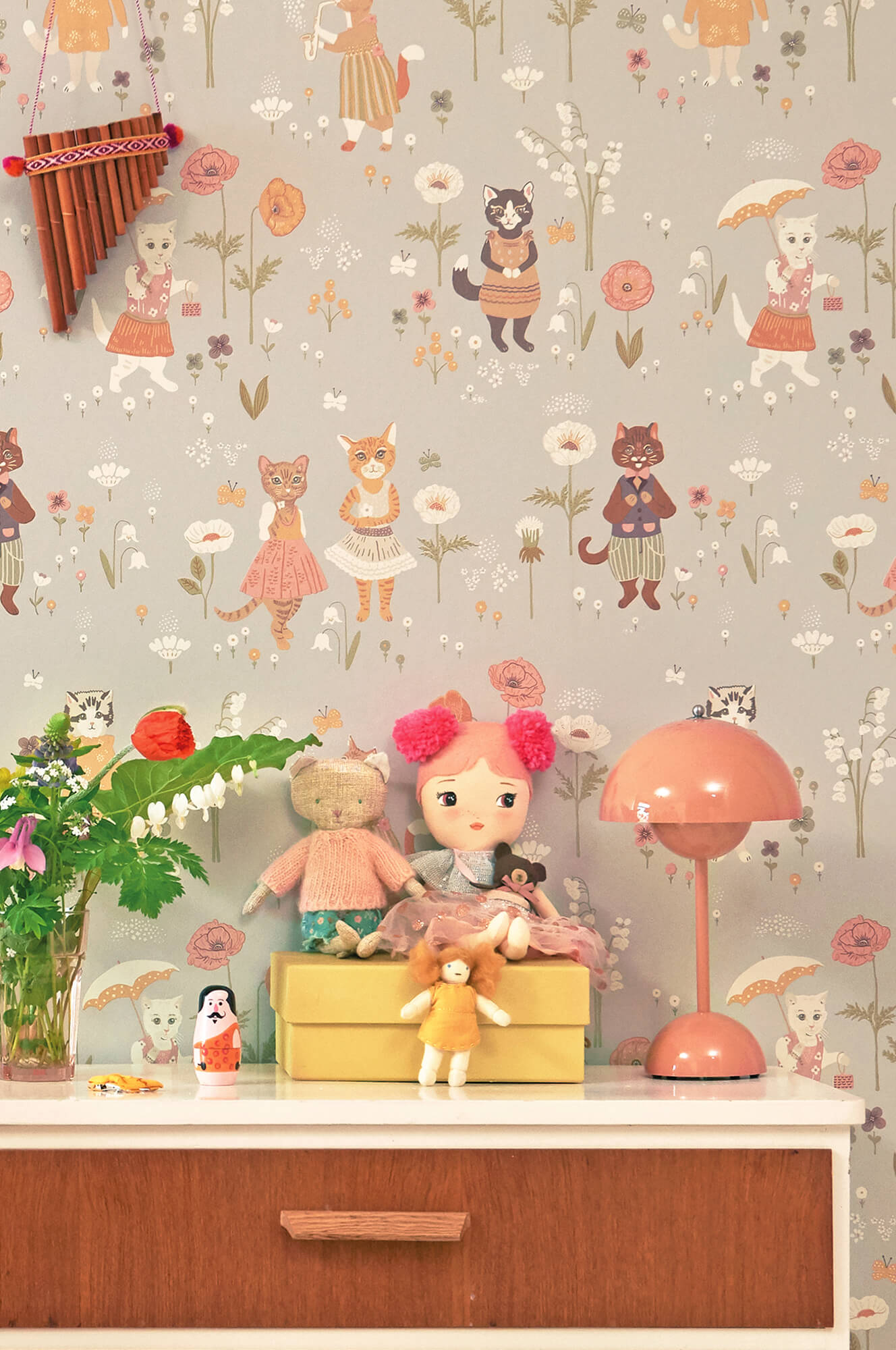 Catwalk Wallpaper in Dusty Blue